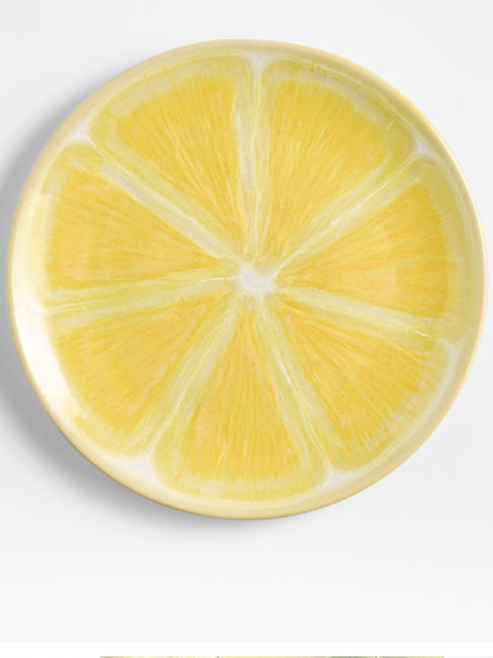 New! 🇮🇹🍋✨Crate&Barrel Yellow Lemon Slice Ceramic Salad Plate 8.27”